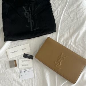 YSL Belle De Jour Nude Leather Clutch